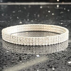 ANKLET stretch crystal cz rhinestone ankle bracelet statement flexible vintage